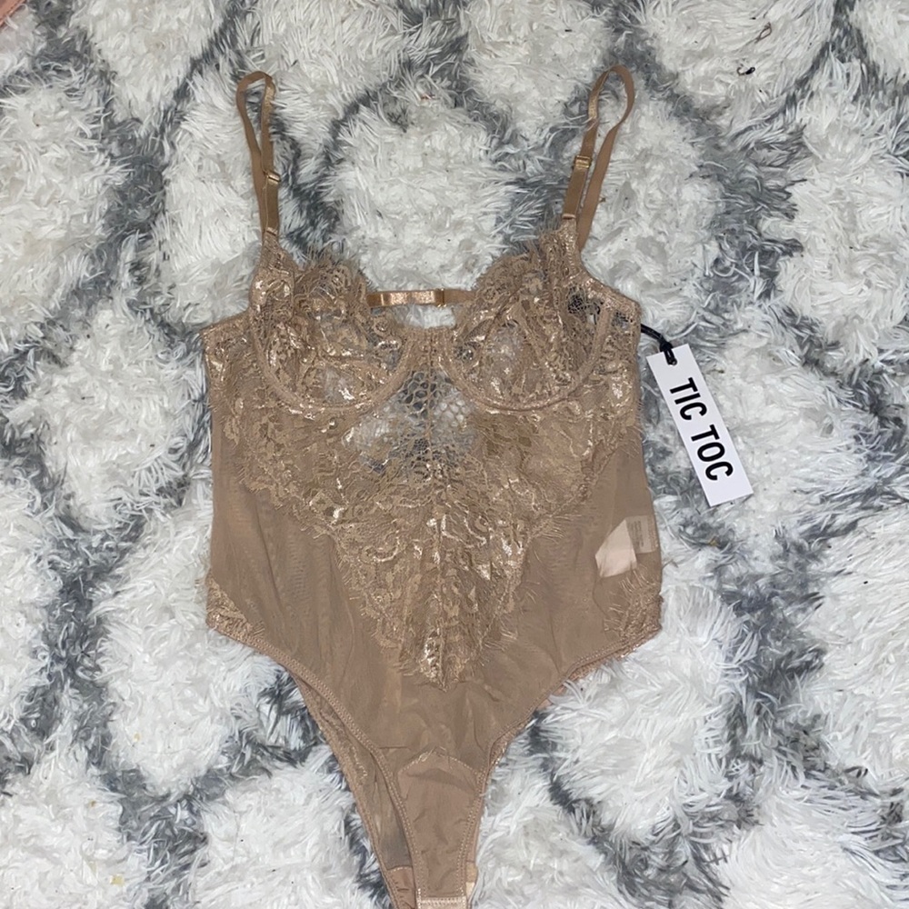 -OOTDfash taupe lace bodysuit